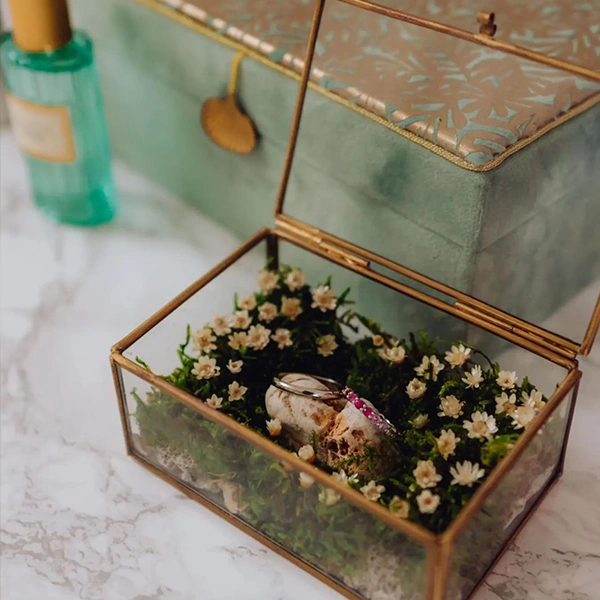 kutija za prstenje s cvijecem moss art